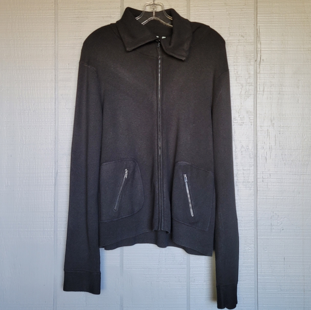 Shu Shu Turtleneck Zip Up Black Sweater. Size XL
